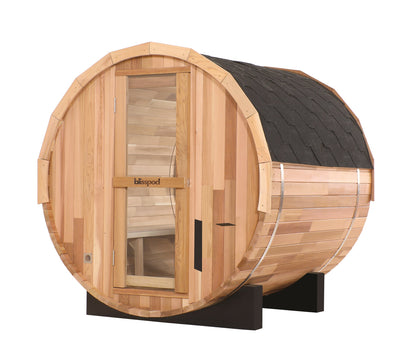 Blisspod Prague Outdoor Barrel Sauna, Canadian Red Cedar (4-6 Person)