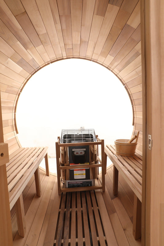 Blisspod Prague Outdoor Barrel Sauna, Canadian Red Cedar (4-6 Person)